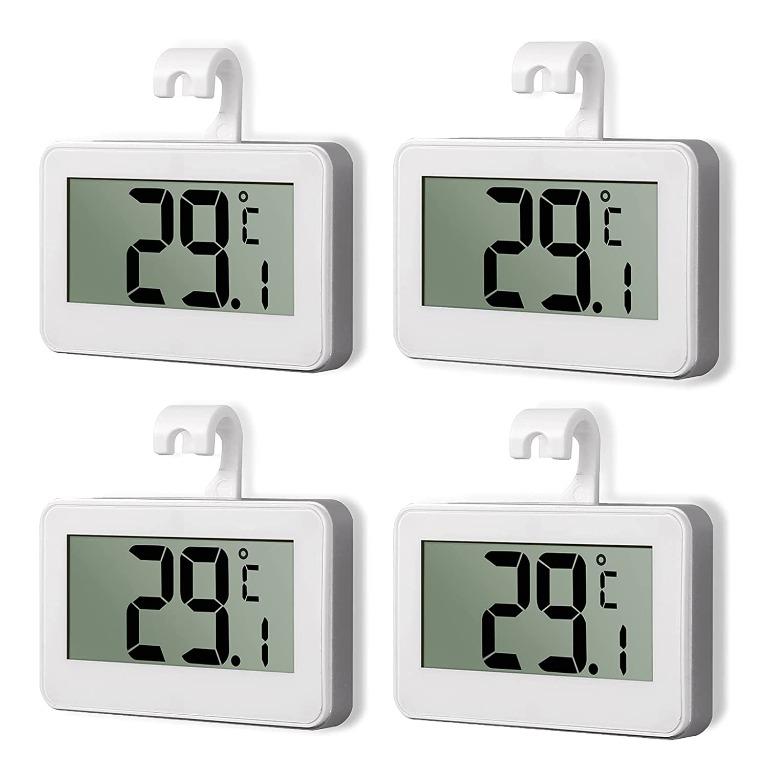 Refrigerator Thermometer Digital Fridge Freeze Room Thermometer Waterproof  Large LCD Display Max/Min Record Function, White