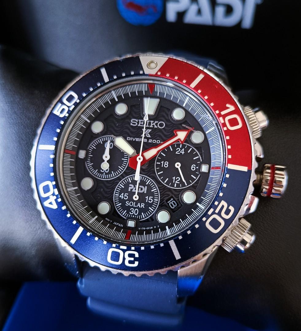 Seiko Padi 🔵🔴 Pepsi Solar Chronograph Prospex Divers Watch (Discontinu,  Men's Fashion, Watches & Accessories, Watches on Carousell