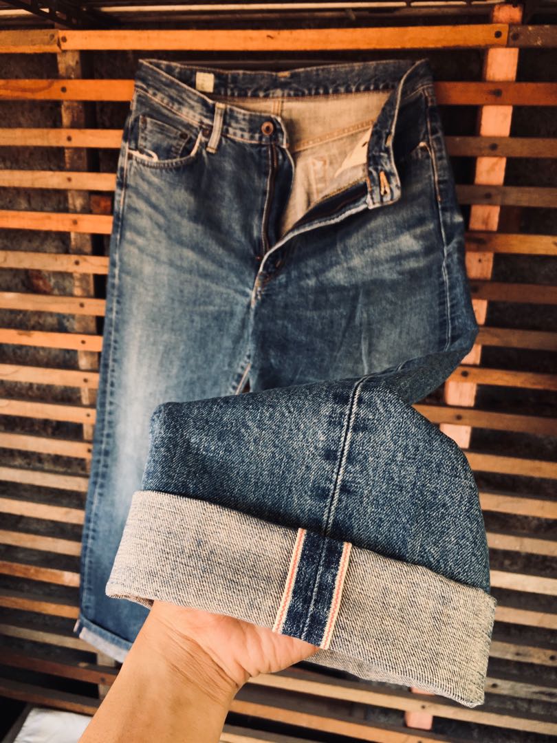 SELVEDGE EDWIN 505xx vintage jeans regularfit denim redline, Fesyen Pria,  Pakaian , Bawahan di Carousell