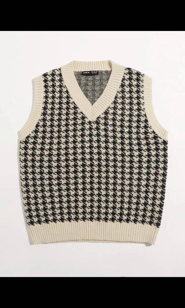 SHEIN Houndstooth Cropped Sweater Vest, Women's Fashion, Tops, Other Tops  on Carousell
