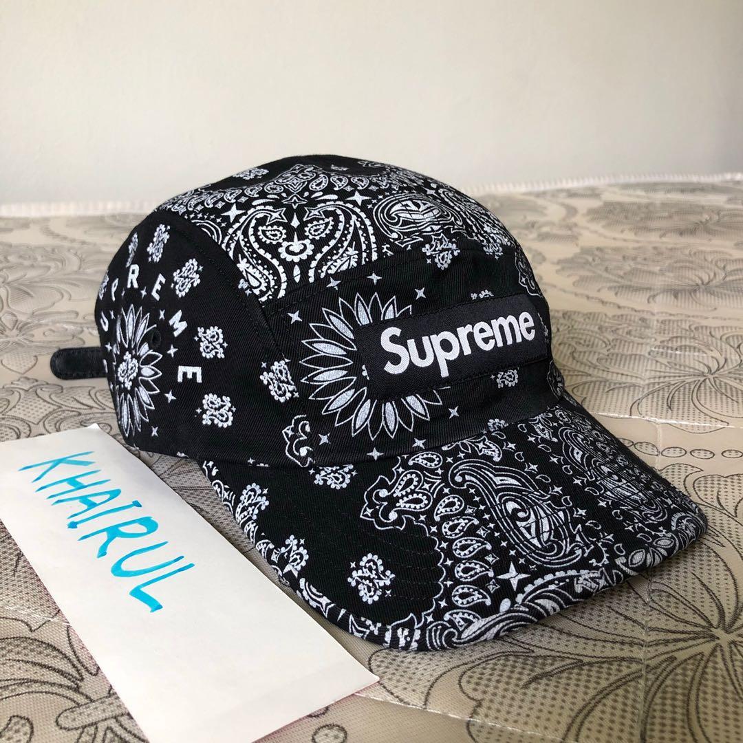 色は黒Supreme Bandana Camp Cap \