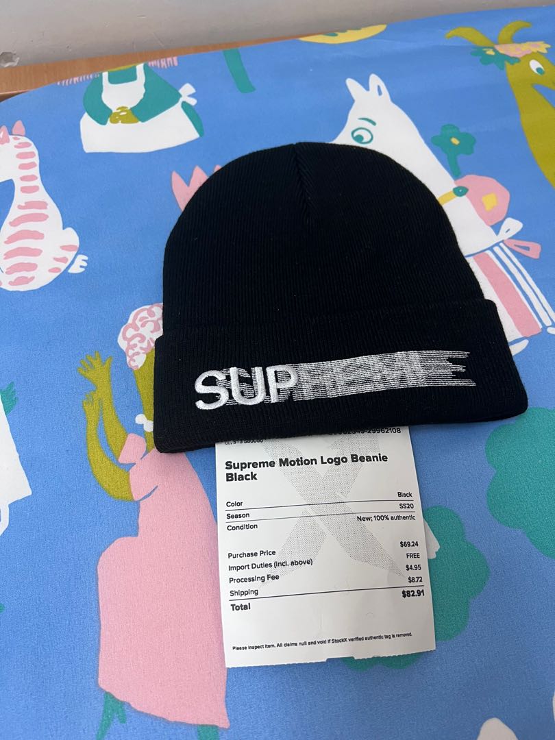 Supreme motion logo beanie, 名牌, 飾物及配件- Carousell