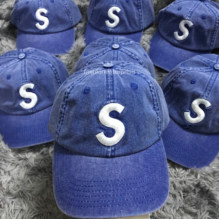 SurpremePigmentPrintSLogo6-Panel indigoキャップ - キャップ