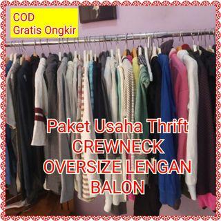 Thrift Crewneck Sweater Hoodie Korea Oversize Oversized Lengan Balon