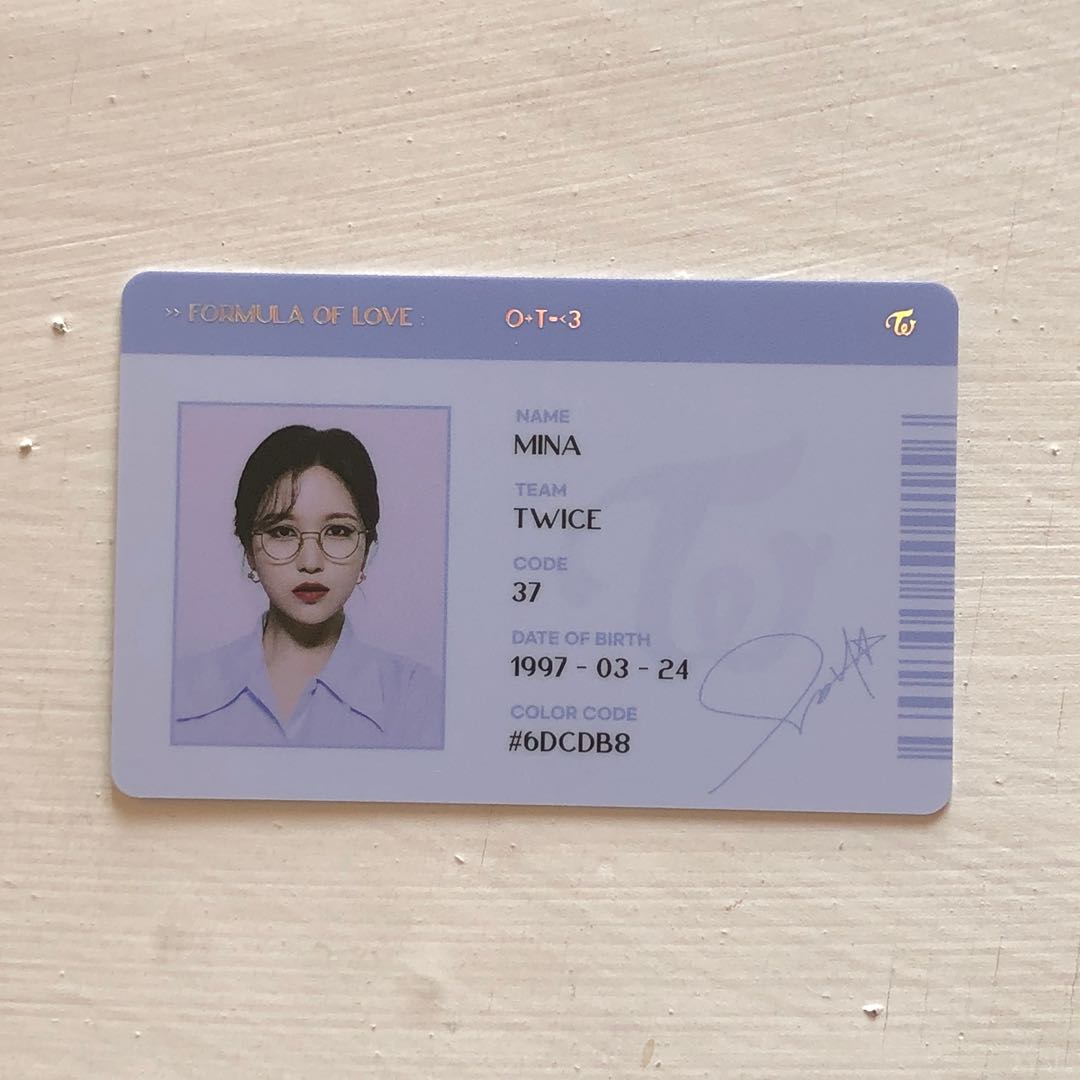 TWICE Formula Of Love Mina ID Card Photocard, Hobbies & Toys