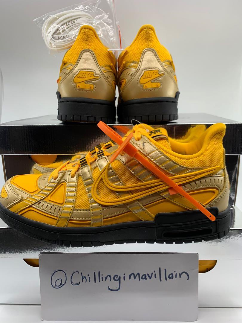 Nike Air Rubber Dunk Off White Gold Virgil Abloh LTD ED Sneakers M7.5 W9  Yellow