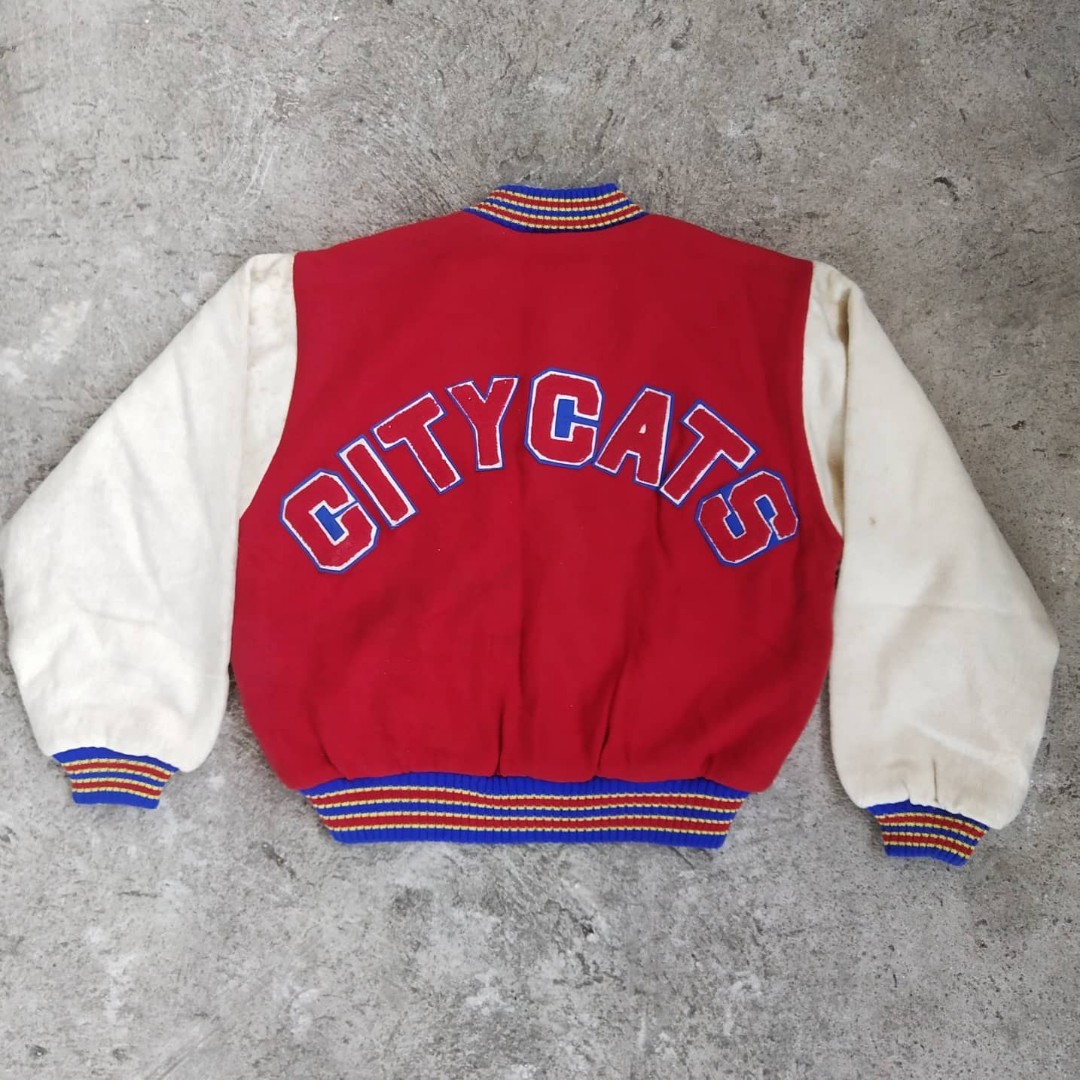 Vintage City Cats Letterman Varsity Jacket Knitt, Men's Fashion, Coats