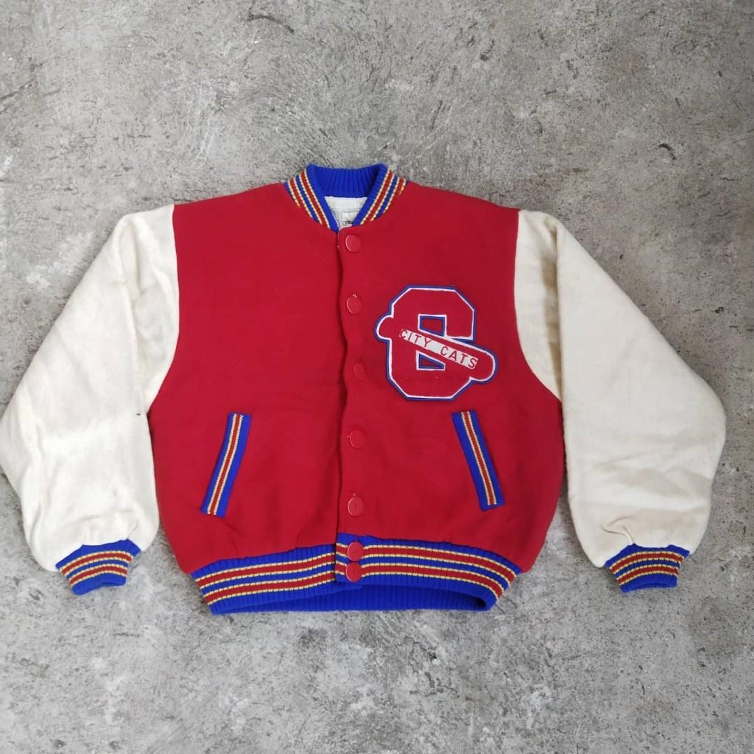 Vintage City Cats Letterman Varsity Jacket Knitt, Men's Fashion, Coats