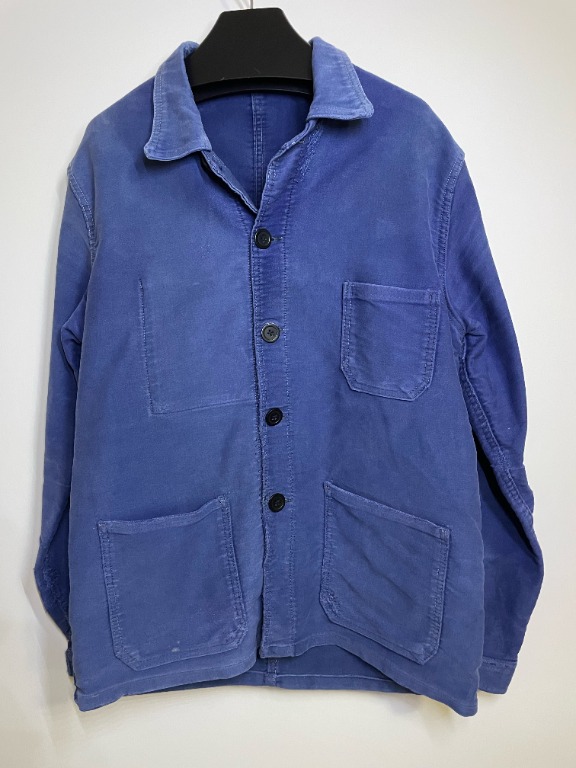 Vintage french moleskin jacket 1950s 1960s French faded indigo