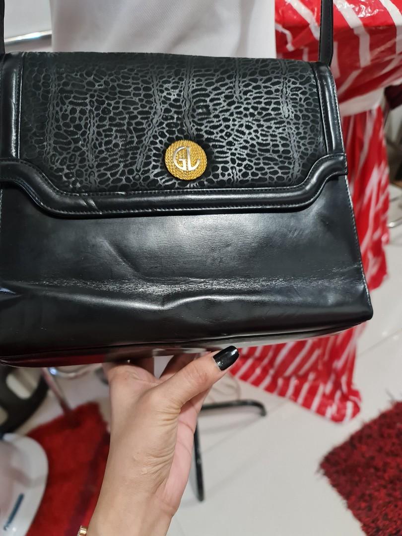 Vintage Guy Laroche Paris Handbag Leather With Plaid 