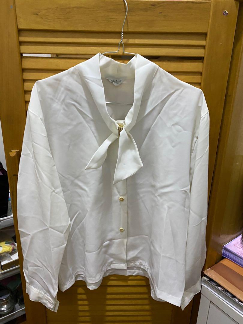 White Shirt Top, Fesyen Wanita, Pakaian 