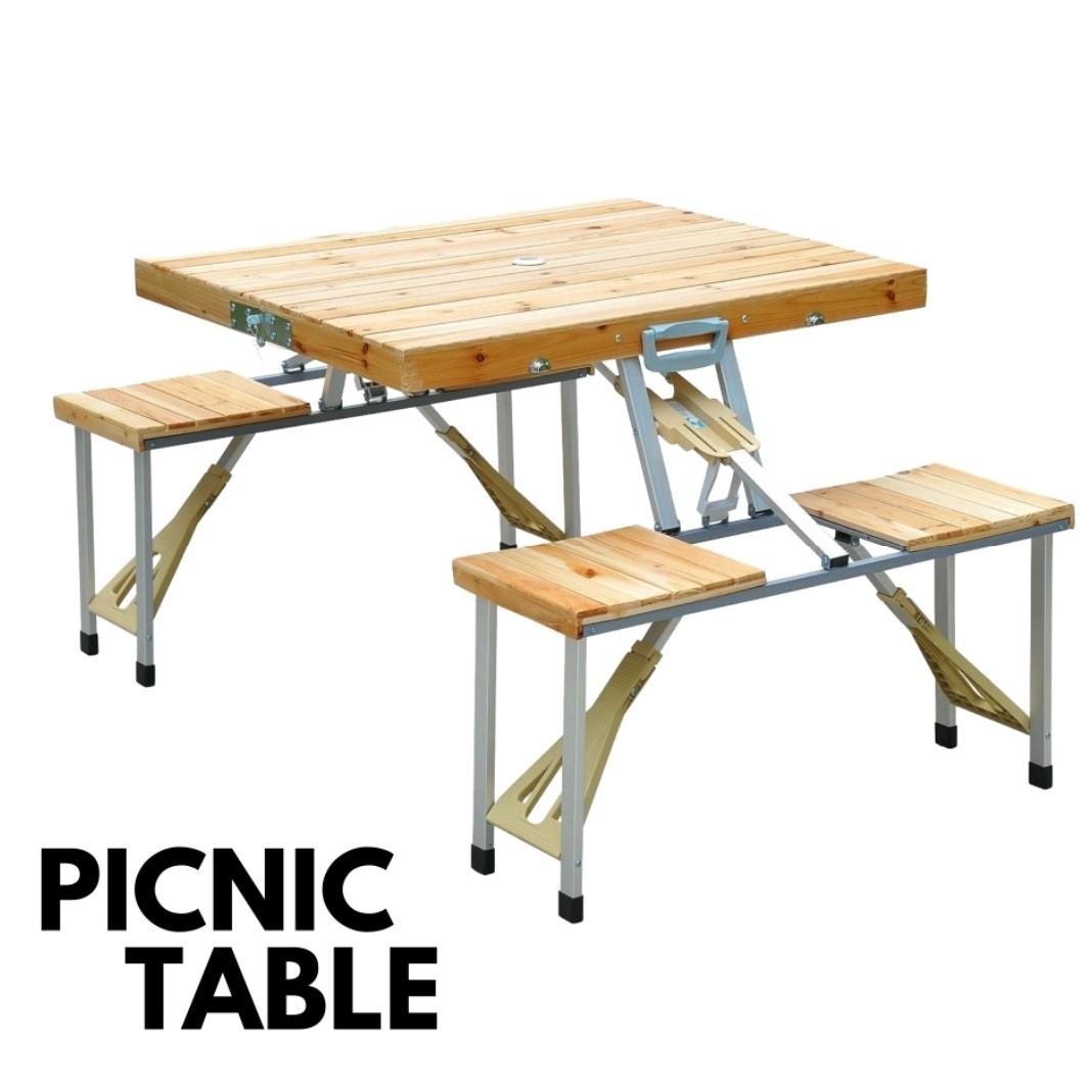 Wooden Foldable Picnic Table, Furniture & Home Living, Furniture