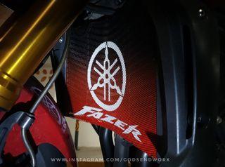 Custom Yamaha Fazer radiator guard by Godsendworx