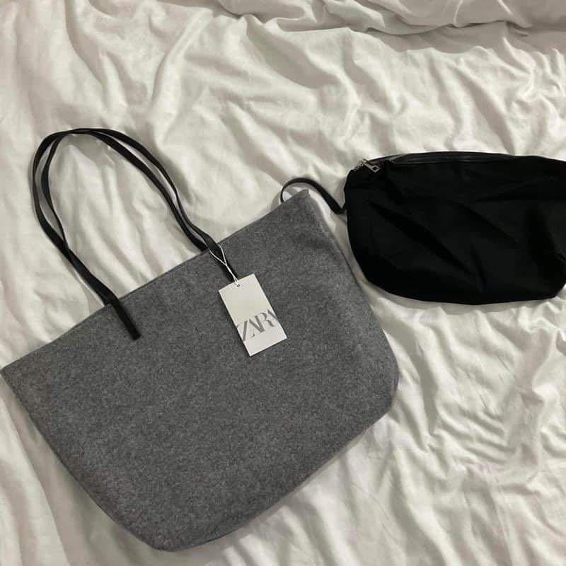 Zara felt tote 2025 bag