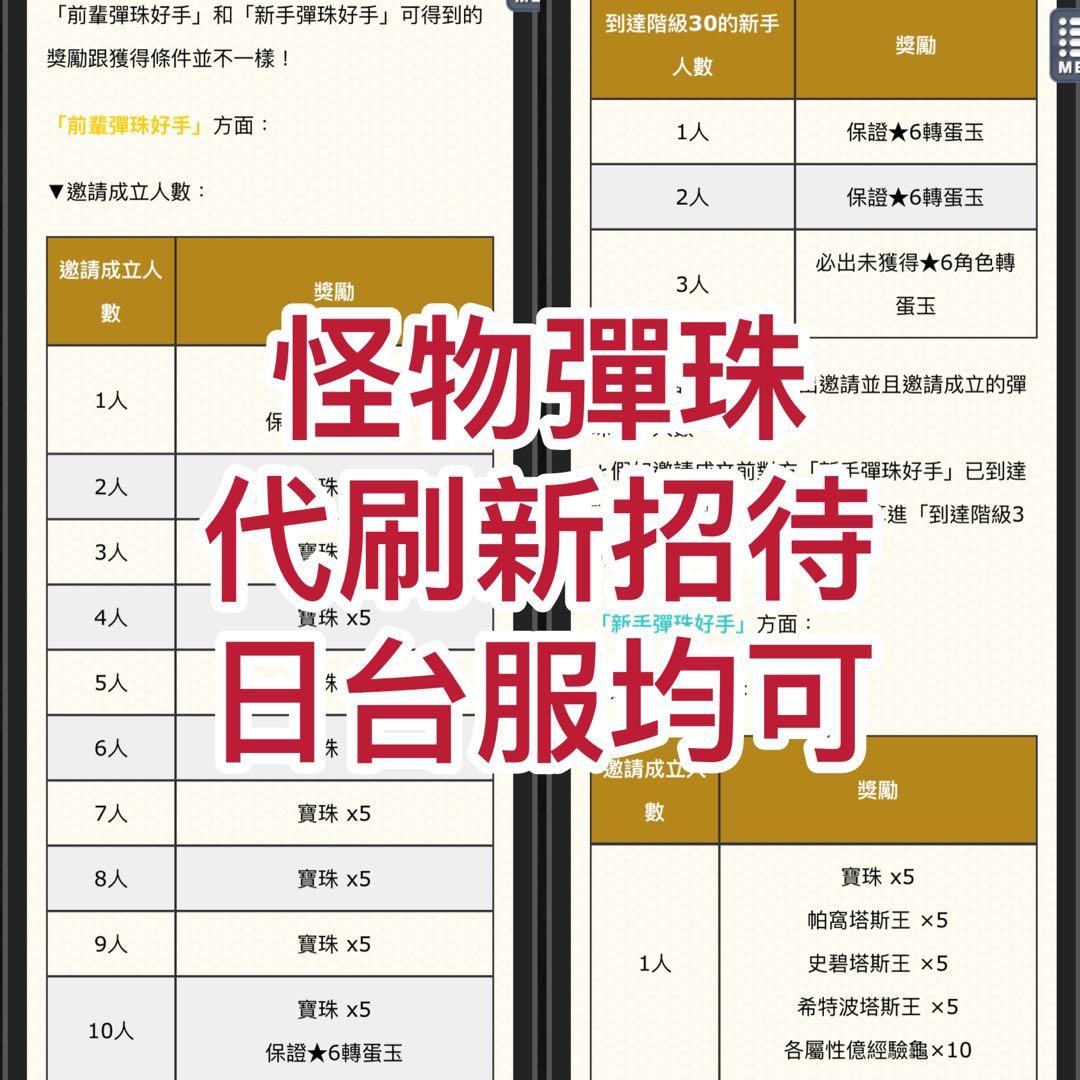 怪物彈珠代刷招待刷極運刷通關 10起 電子遊戲 遊戲機配件 遊戲禮物卡及帳戶 Carousell