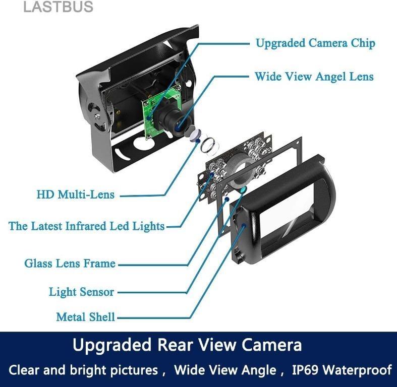 Night Vision HD Wide View Angle Waterproof Shockproof Rear View Camera with 4 Pin GX12-4 Connector for Truck Bus Trailer Camper Backup Camera Side View Camera 