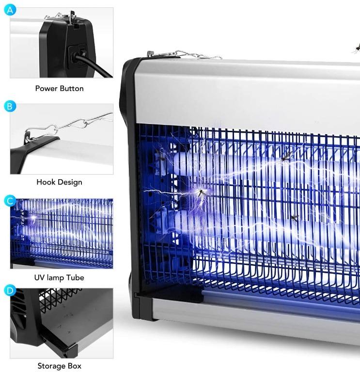 Viflykoo Insect killer Electric Insect Fly Zapper Bug Zapper Trap Mosquito Lamp with 20W UV Light and 2200V Electric Grid