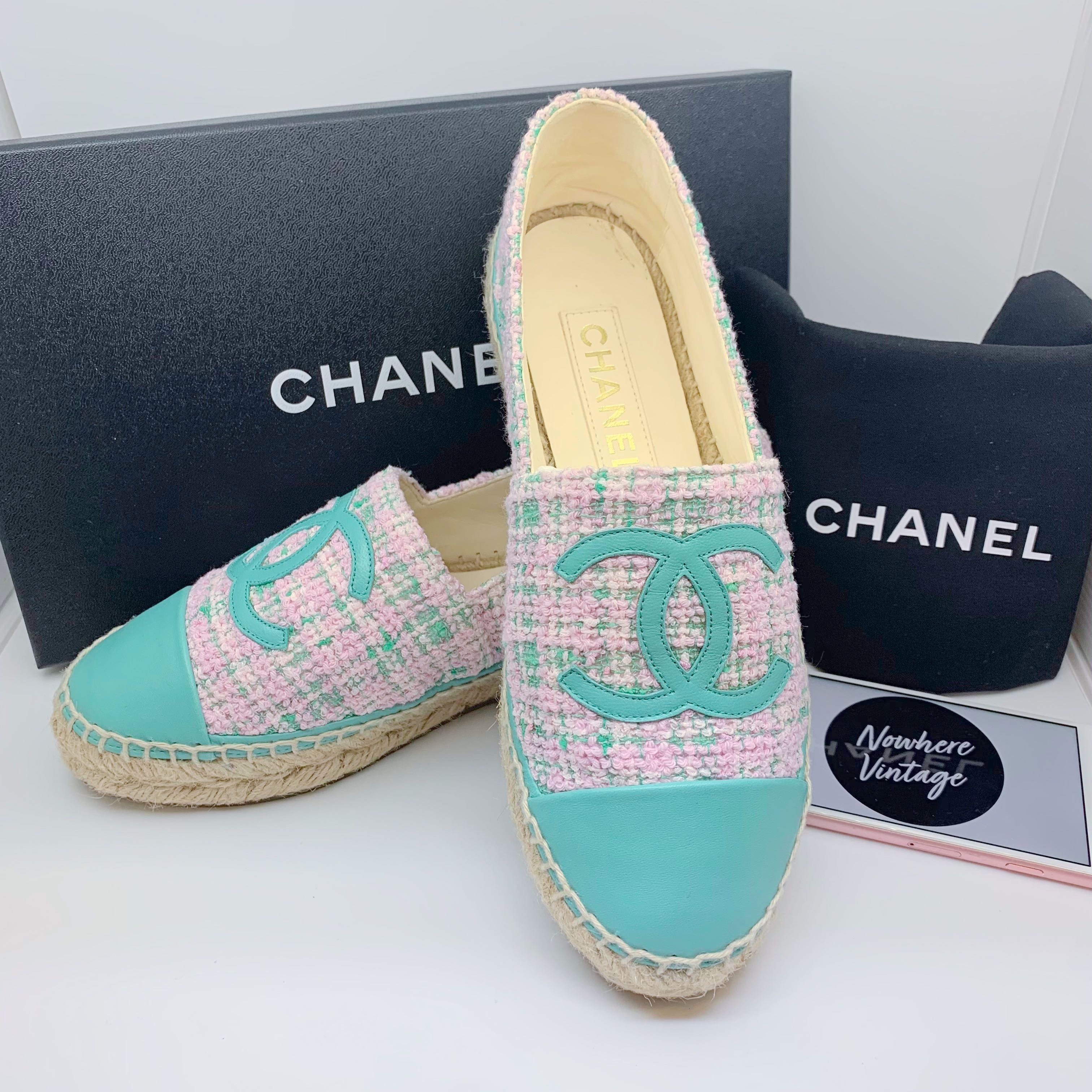 ✨現貨✨ Chanel Tweed Espadrilles Shoes 草鞋, 名牌, 鞋及波鞋