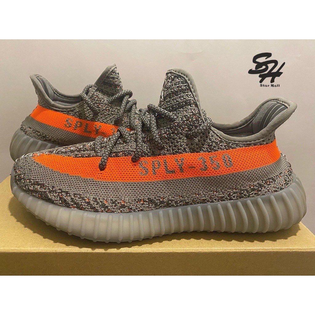 ADIDAS YEEZY BOOST 350 V2 灰橘全反光滿天星GW1229, 他的時尚, 鞋