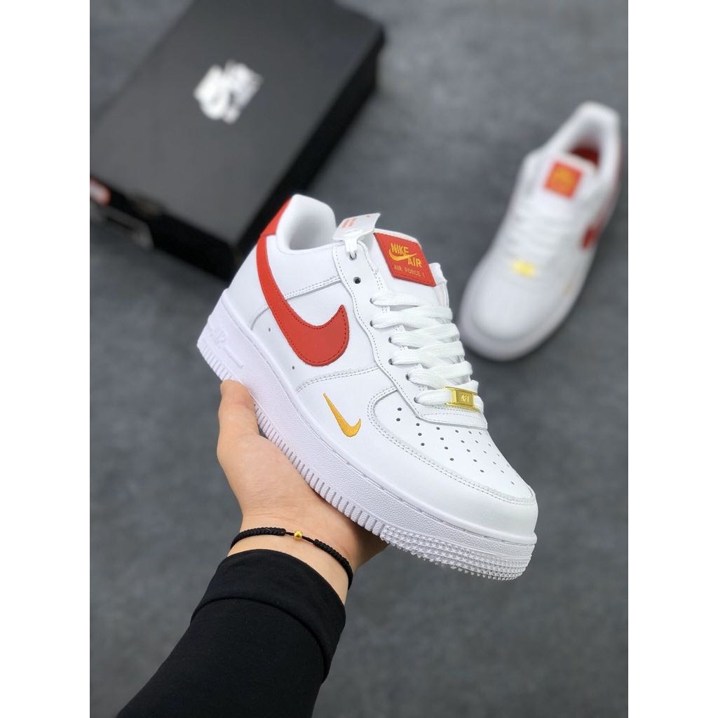 Air Force 1 Red Gold Mini Hook White AF1 Women s Fashion