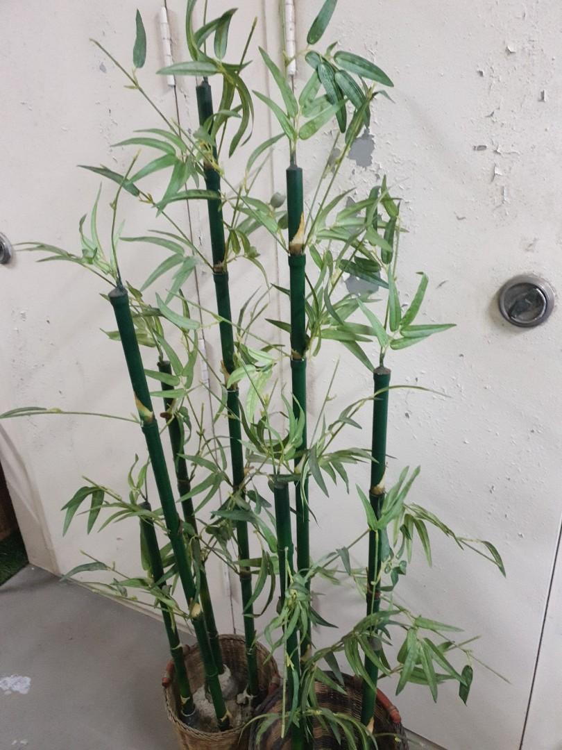 Artificial Bamboo Plant decor with Rattan Pot, Furniture & Home Living