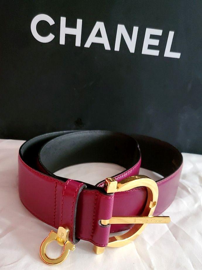 Authentic SALVATORE FERRAGAMO Burgundy Pink Ganchini Belt 4603 Luxury Accessories on Carousell