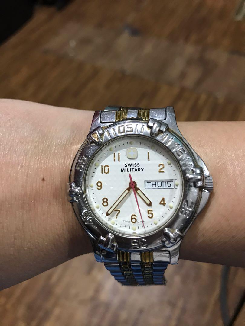 Authentic Swiss Military Two Toned Mens Watch, Men's Fashion, Watches \u0026  Accessories, Watches on Carousell