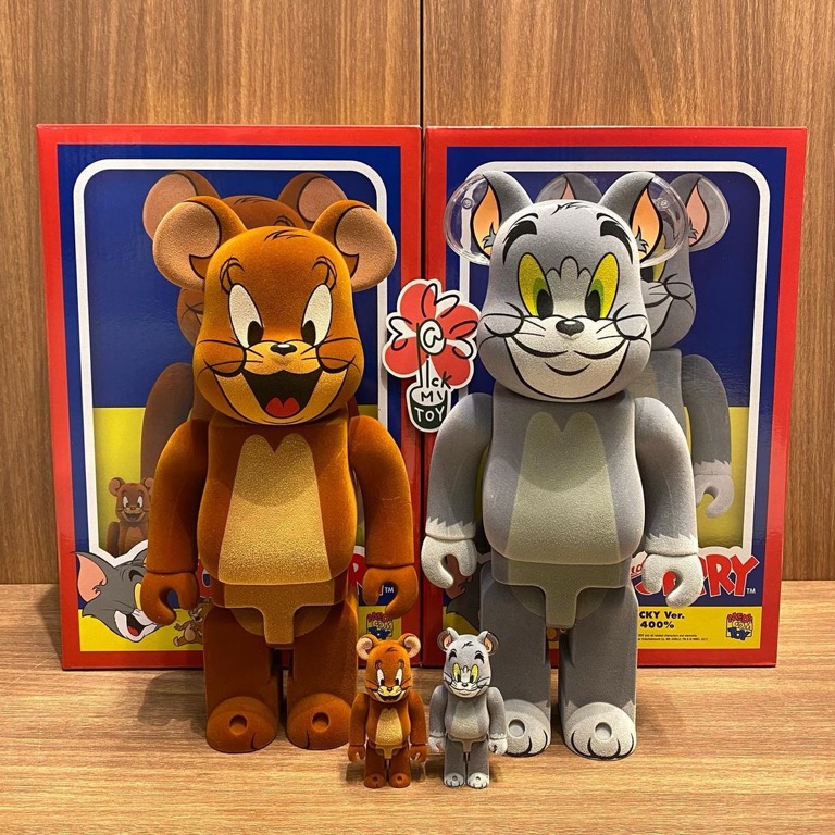 BE@RBRICK TOM AND JERRY フロッキーVer. 100％ & 400％(Set of 4)貓與 