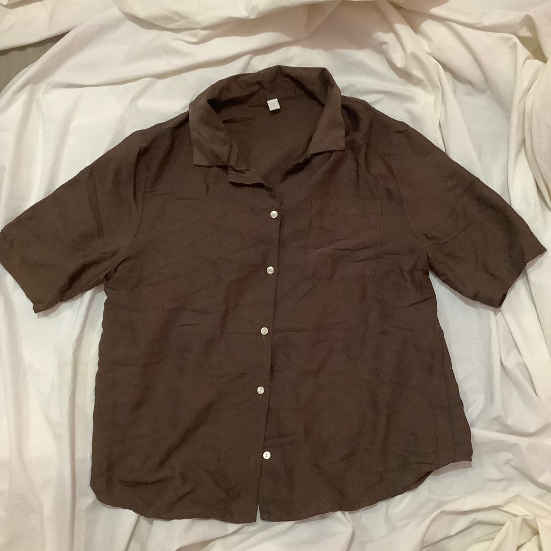 brown polo button down