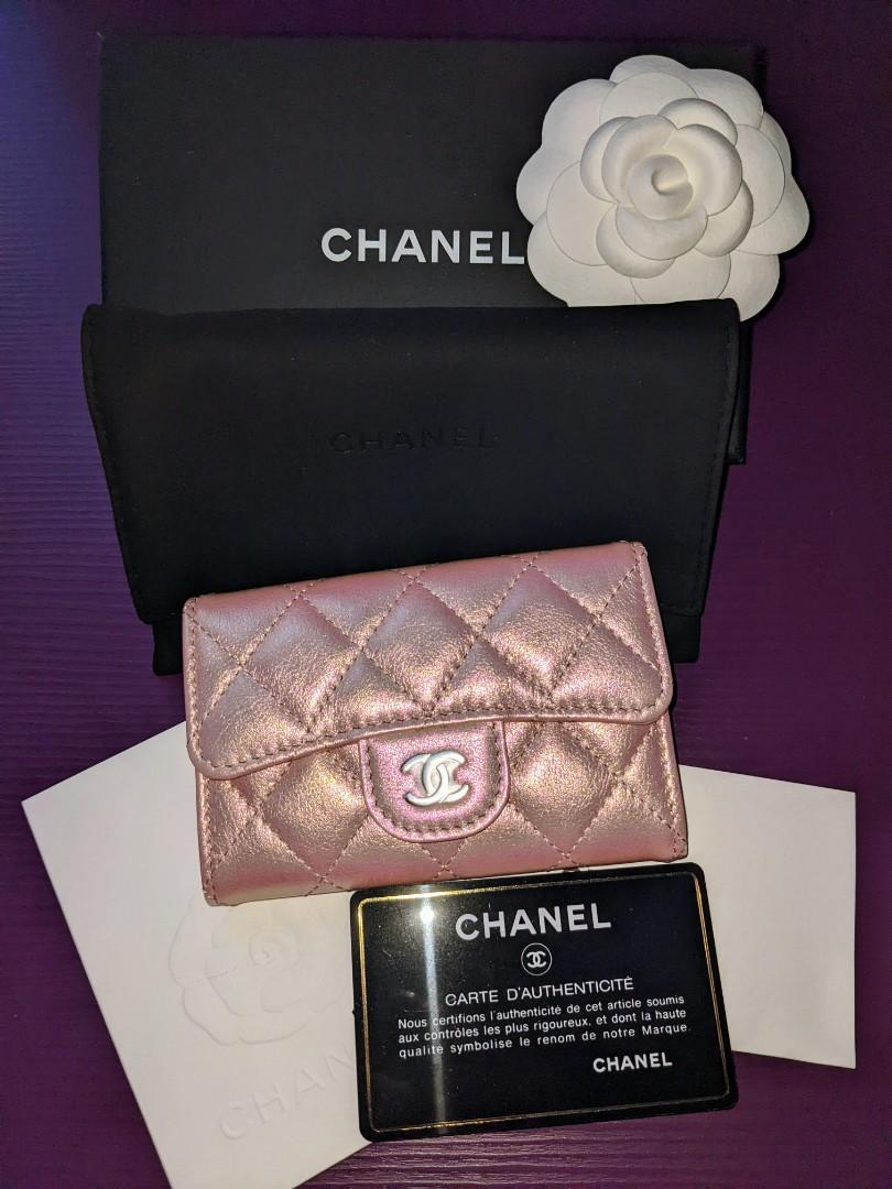 Chanel iridescent sales pink card holder