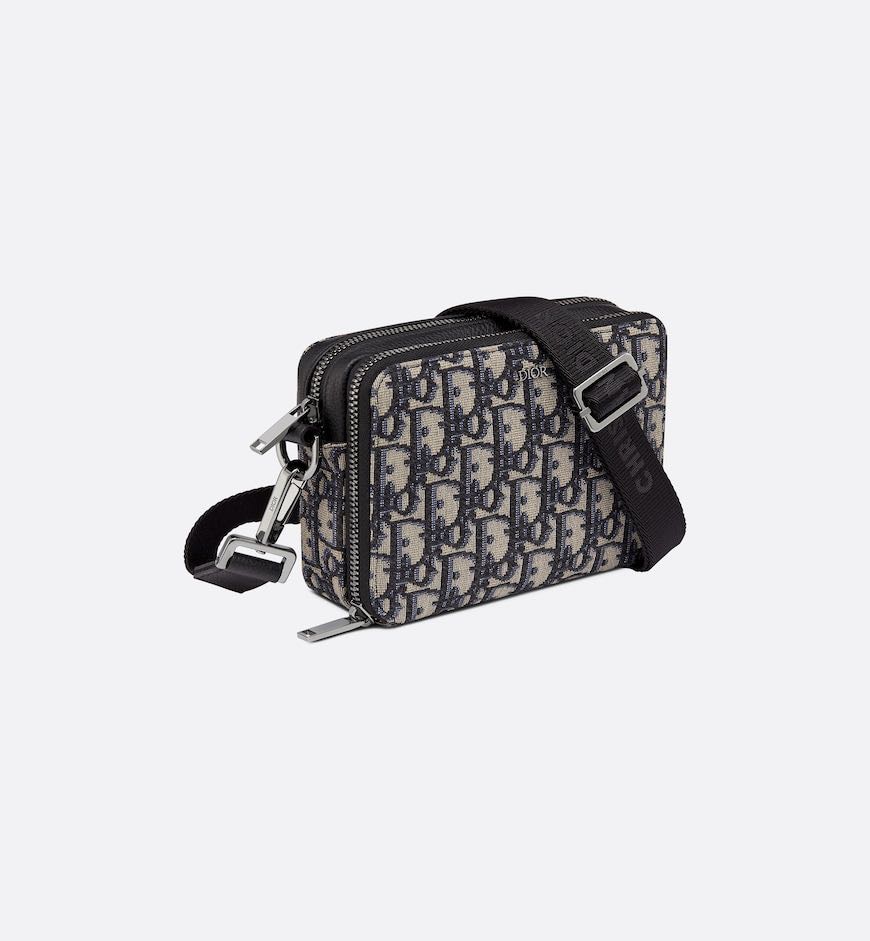 CHRISTIAN DIOR: POUCH WITH SHOULDER STRAP Beige and Black Dior Oblique ...