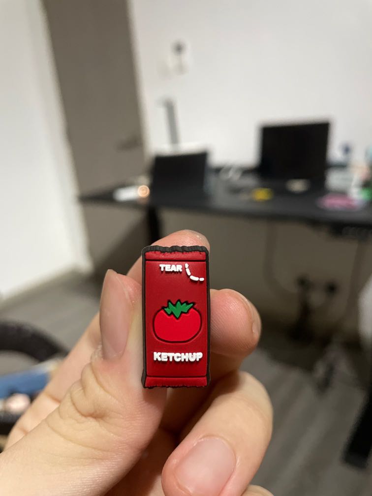 crocs ketchup jibbitz, Men's Fashion, Footwear, Flipflops and Slides on