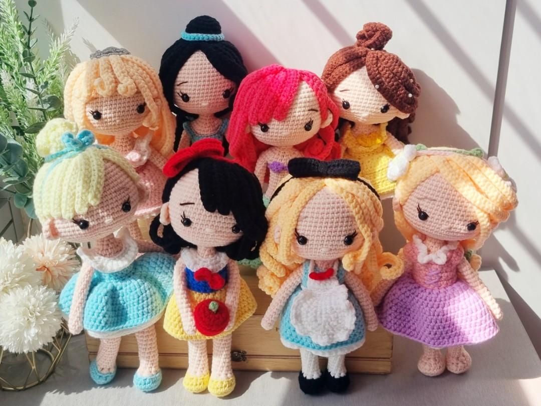 Handmade Crocheted Amigurumi Disney Rapunzel 8 Aurora 9 Alice 8