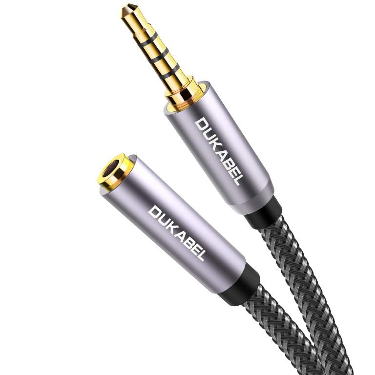 Jack Headphone Adapter/Crystal-Nylon Braided / 24K Gold Plated / 99.99% 4N OFC to Single 4-Pole TRRS & Audio 4ft/1.2m Male Long Headset Splitter Cable Male Famle 3-Pole TRS Microphone