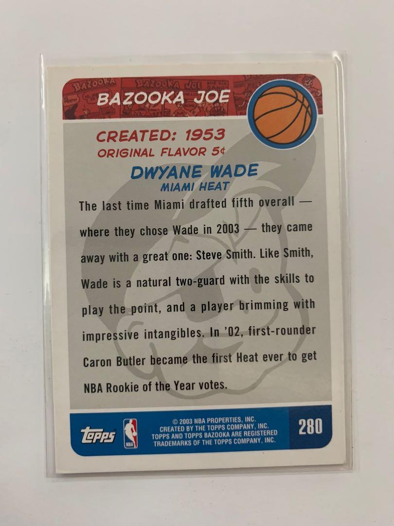 Dwayne Wade Bazooka Rookie Card (Category: Raw Singles) located in Pasig City. Submitted by joeytanyag (Listing ID 1131955140, Image 2). Description: 2003 - Topps - Bazooka - Base - Standard - Dwyane Wade #280 Sport: Basketball Year: 2003 Collection: Bazooka Base/Insert: Base Parallel: Standard Print Run: Unknown.