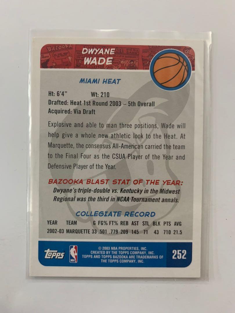 Dwayne Wade Bazooka Variation Rookie Card (Category: Raw Singles) located in Pasig City. Submitted by joeytanyag (Listing ID 1131956026, Image 2). Description: 2003 - Topps - Bazooka - Base Variation - Standard - Dwyane Wade #252 Sport: Basketball Year: 2003 Collection: Bazooka Base/Insert: Base Variation Parallel: Standard Print Run: Unknown.