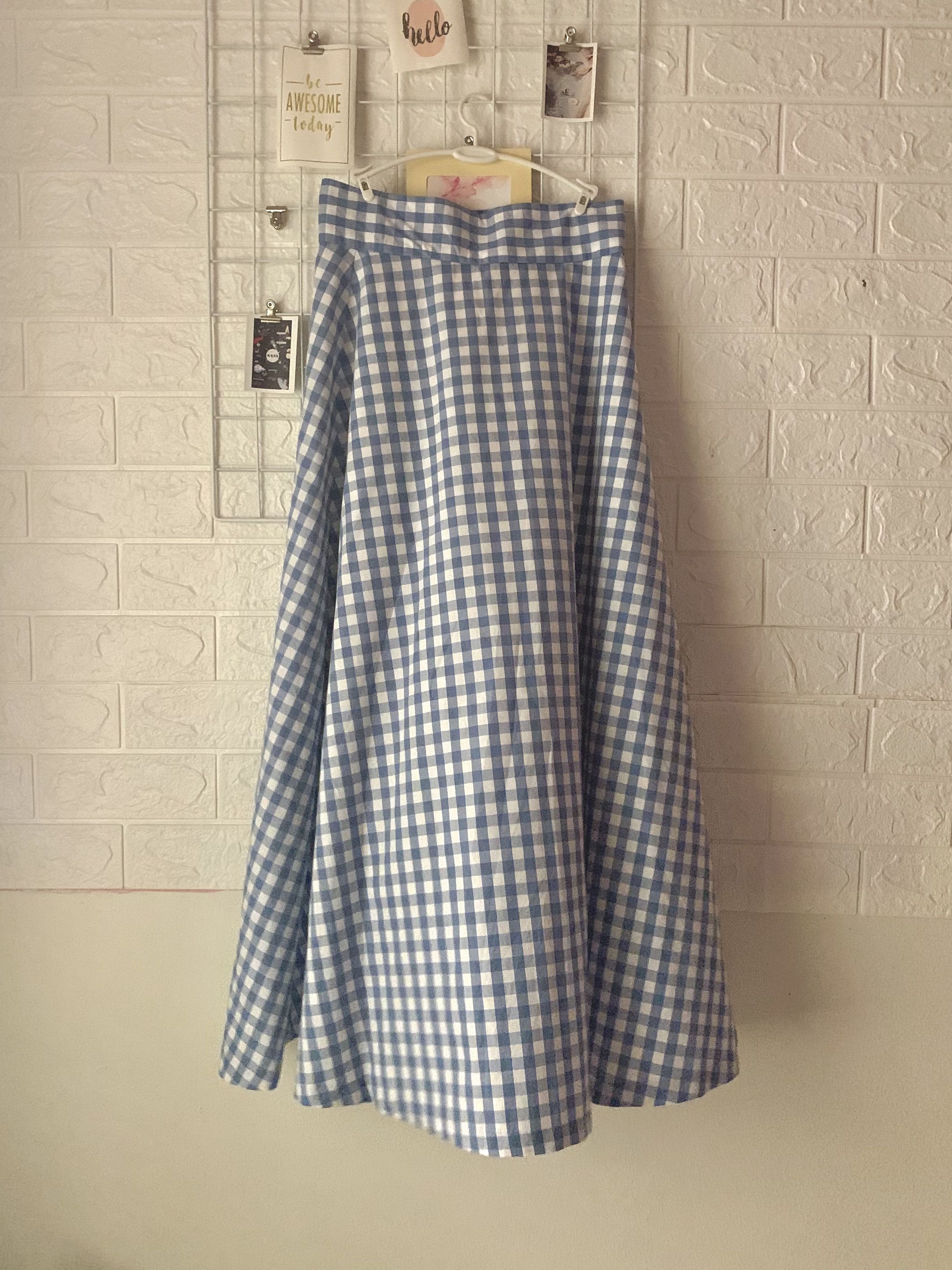 GU Uniqlo Baby Blue Plaid Skirt, Women's Fashion, Bottoms, Skirts on