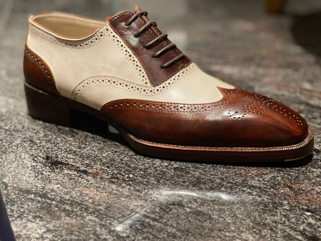 100 Handmade Good year welted dress shoes classic spectator