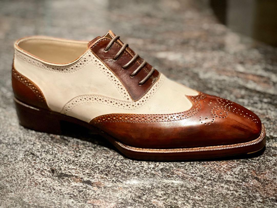 100 Handmade Good year welted dress shoes classic spectator