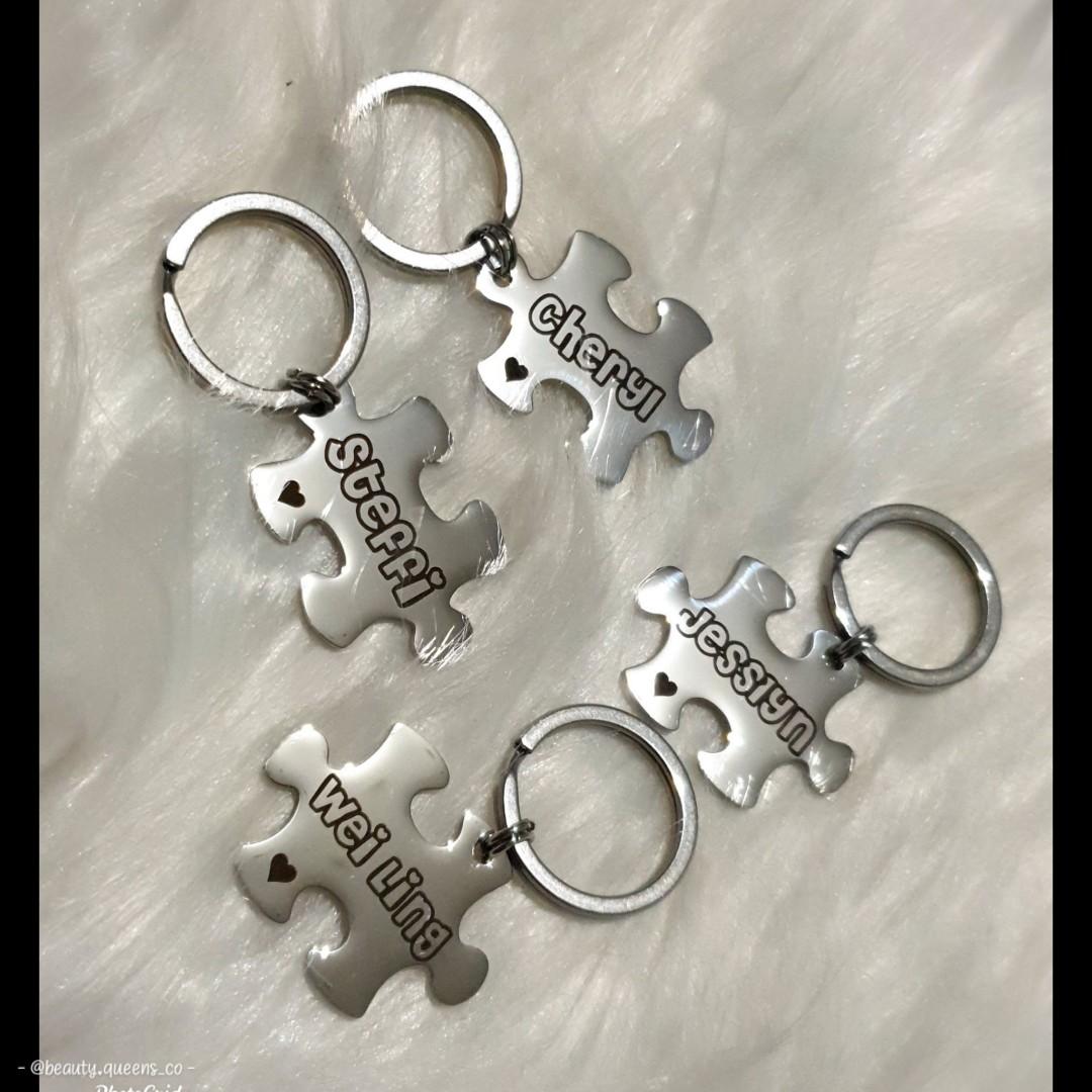 Keychains Key Fobs Keyrings Stainless Steel Custom Made Customise Personalise Any Design Engraving Printing Handmade Craft Couple Friendship