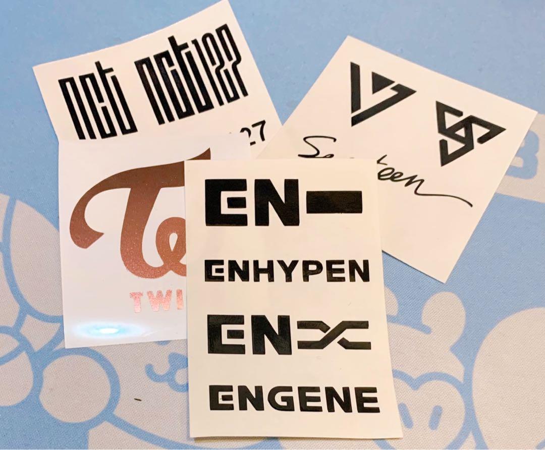 Kpop Logos Vinyl Stickers For Fan Support Cafe Event Giveaways Twice Enhypen Seventeen Nct The Boyz Bts G Idle Labels Adhesive Stickers Idol Gift Hobbies Toys Stationery Craft Other Stationery