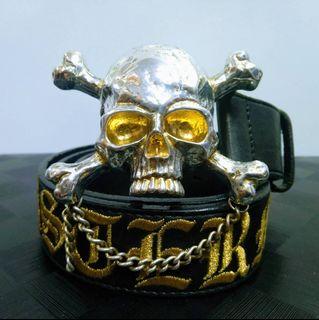 mastermind JAPAN x YOBOSS 骷髏真皮牛皮皮帶腰帶