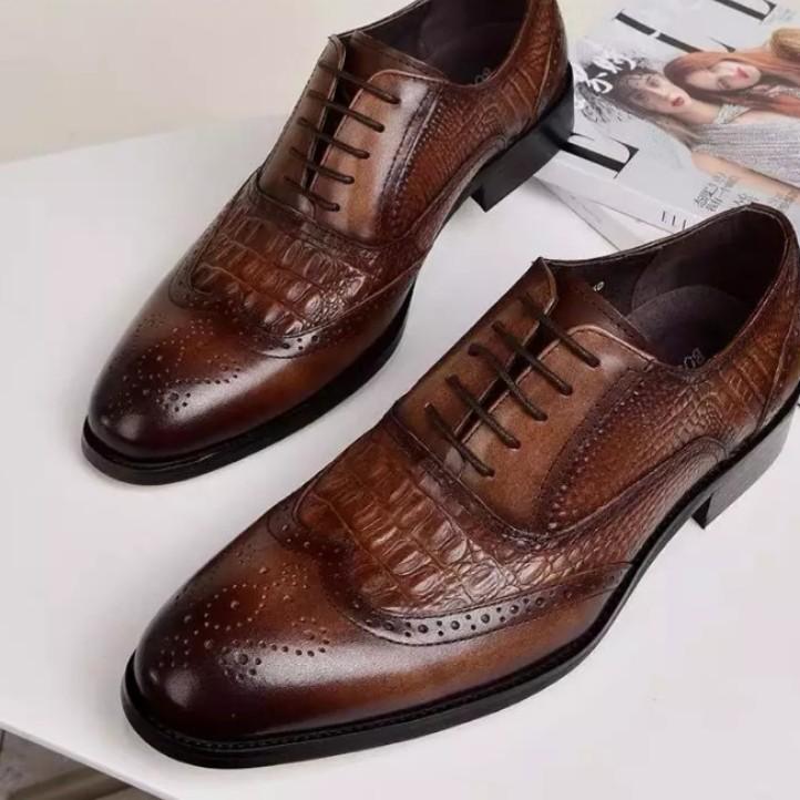 Men fashion shoe formal shoe brown black size 39 48 plus size men shoe