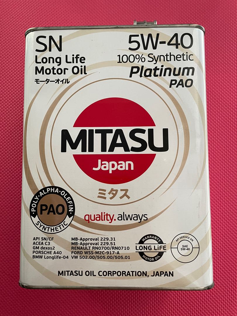 日本MITASU 汽油引擎機油 5w40 4L, 汽車配件, 其他 - Carousell