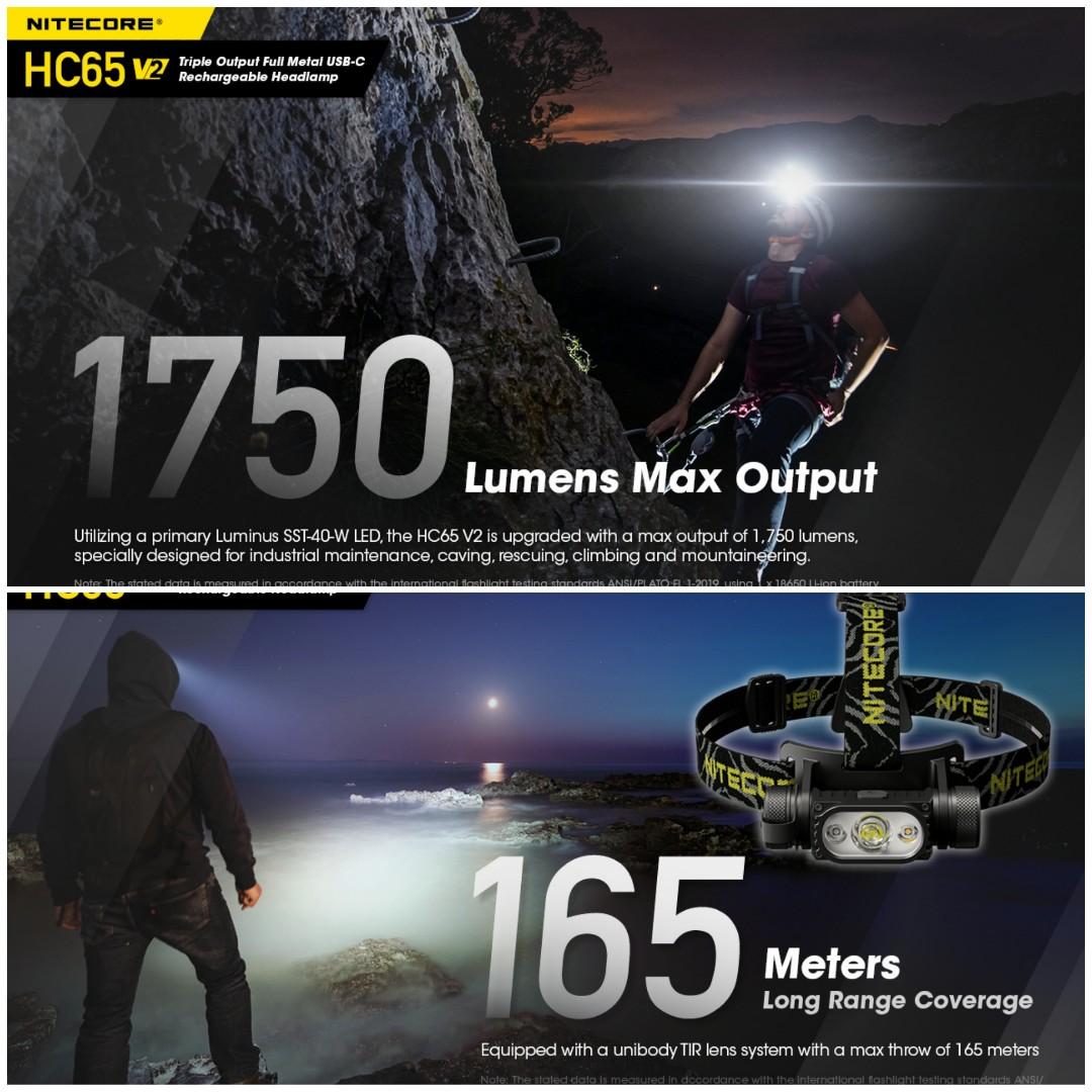 Nitecore HC65 V2 High Power Rechargeable Headlamp, Sports Equipment, Hiking   Camping on Carousell