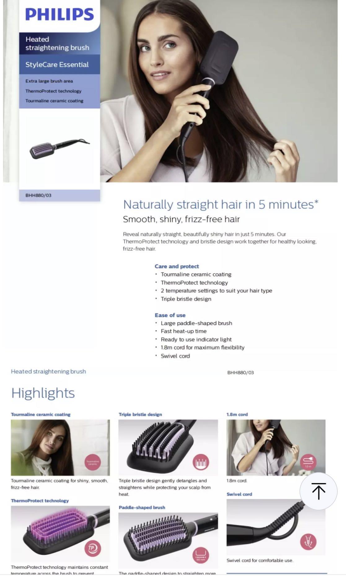 Philips stylecare essential heated straightening brush, Beauty & Personal  Care, Hair on Carousell