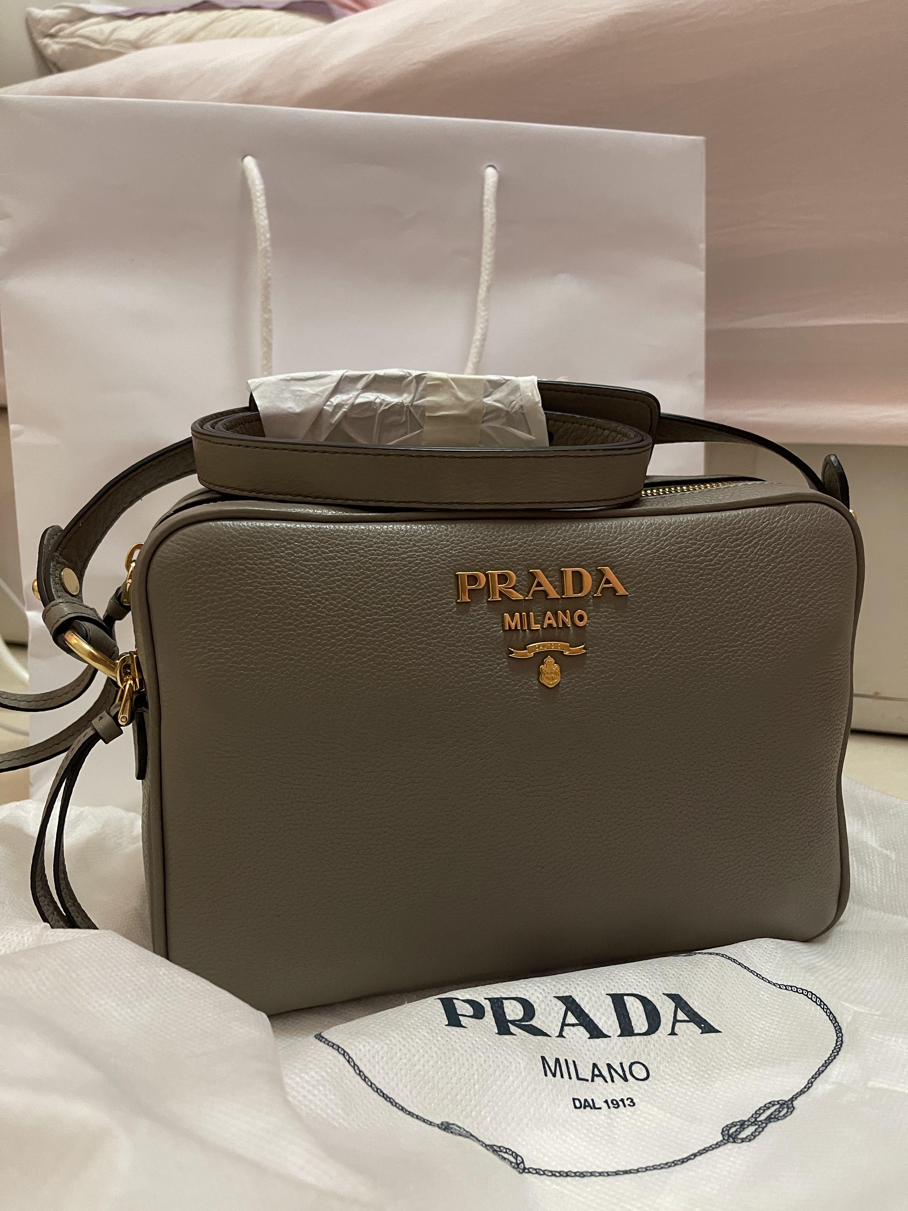 Prada Argilla Grey Vitello Phenix Leather Double Zip Cross Body Bag – Queen  Bee of Beverly Hills