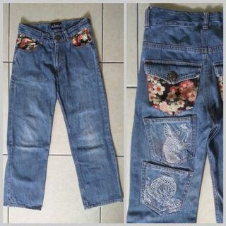 Preloved Celana Jeans Anak Bohemian Flower Kids Pants Denim Bunga