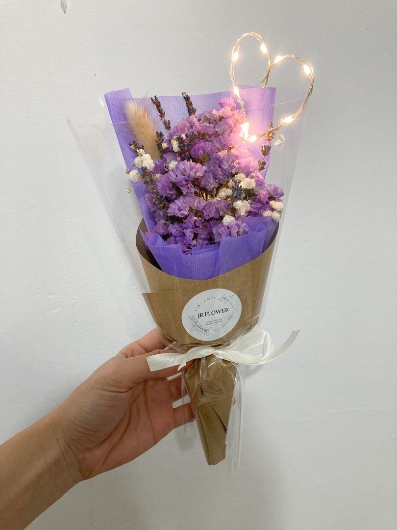 Purple Dried Lavender And Forget Me Not Flower Bouquet With Lavender Scent Hobbies Toys Stationery Craft Flowers Bouquets On Carousell
