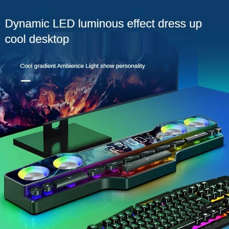 Gaming RGB Stereo Surround Bluetooth Soundbar Speaker, Audio, Soundbars